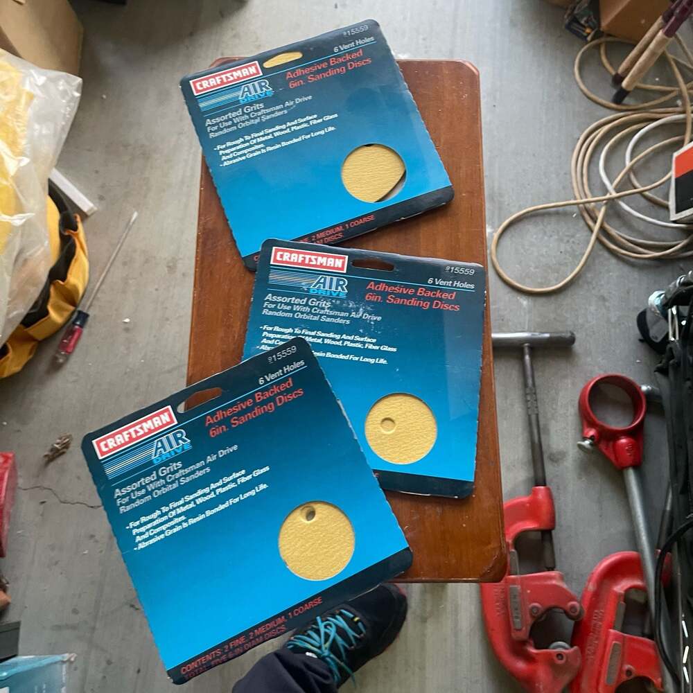 Lot‎ of 3 Craftsman 9-15559 6-in. Adhesive Backed Sanding Discs - 15 Total
